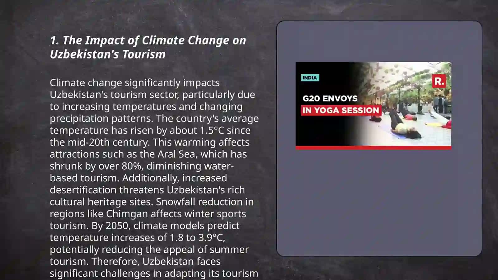 Climate change and touristic features of respublic of Uzbekistan 3