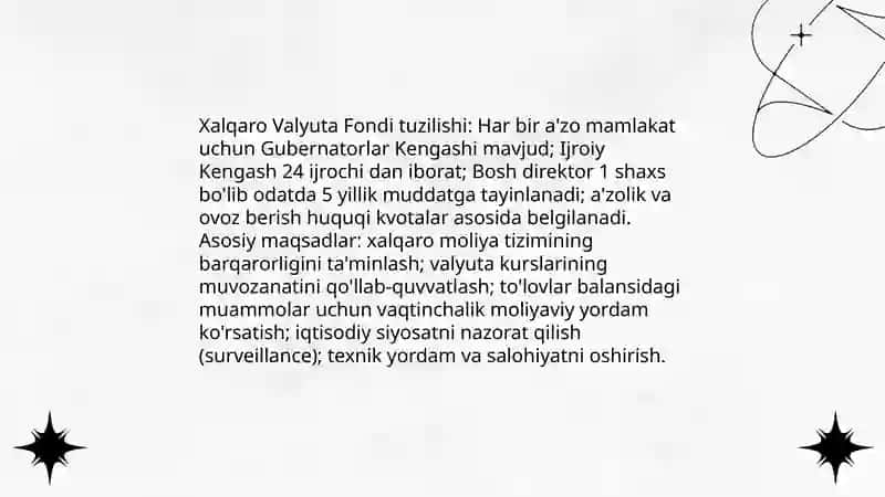 Xalqaro Valyuta Fondi Faoliyati 3