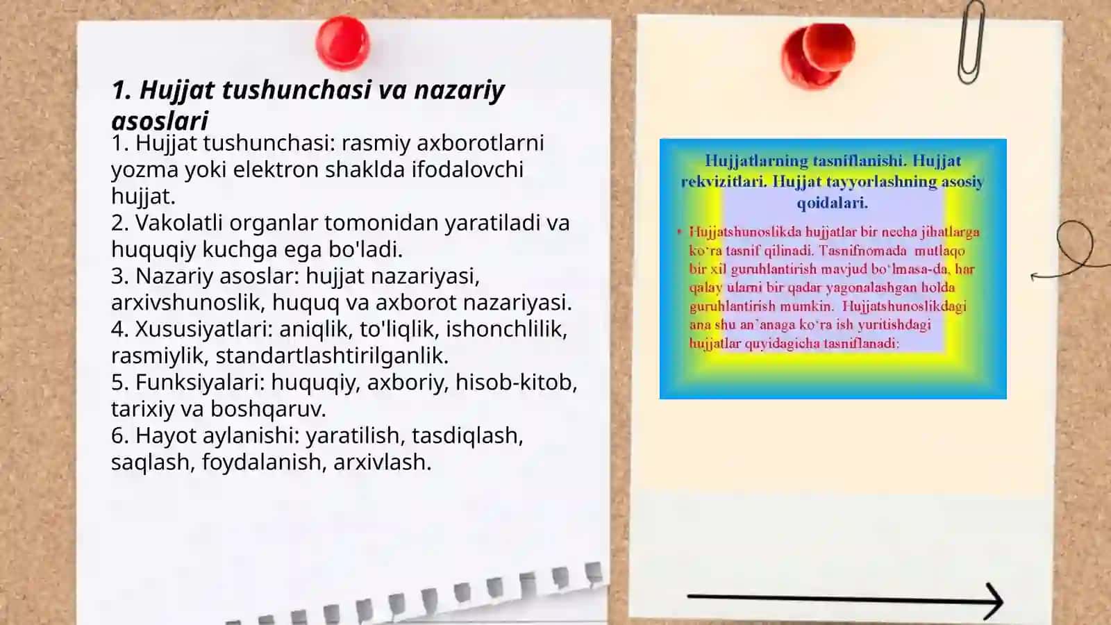 Hujjat turlari va xususiyatlari 3