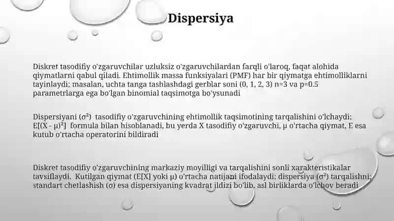 Diskret Tasodifiy Miqdorlar 3