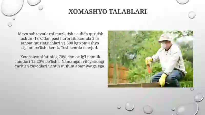 Xom ashyo quritish talablari 3