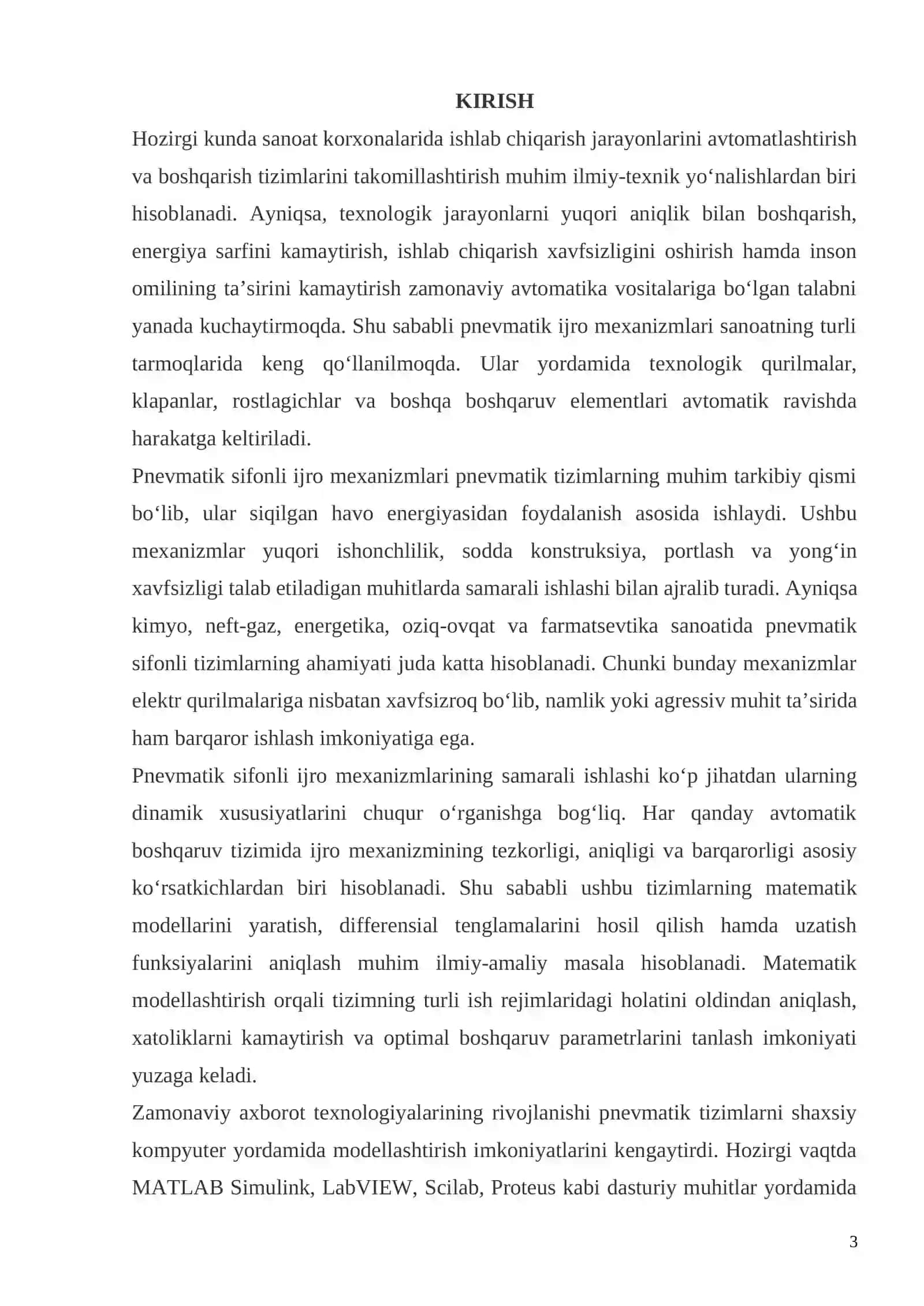 Pnevmatik sifonli ijro mexanizmlarini shaxsiy kompyuterda modellashtirish va ularning uzatish funksiyalarini differensial tenglamalarini keltirib chiqarish 3