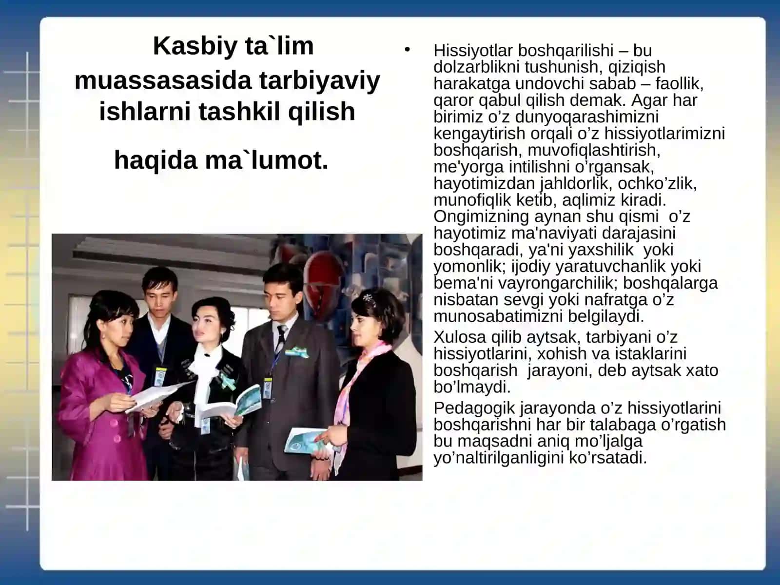 Kasb hunar kolleji rahbarining ish uslubi va obro`si 3