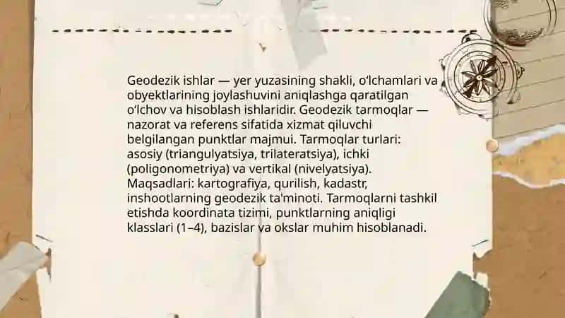 Geodezik ishlar va geodezik tarmoqlarning umumiy tushunchalari 3