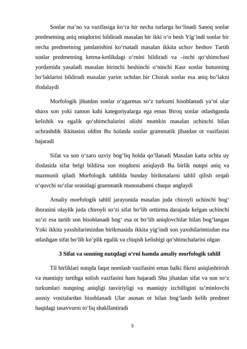Morfologik tahlil. Sifat va son 3