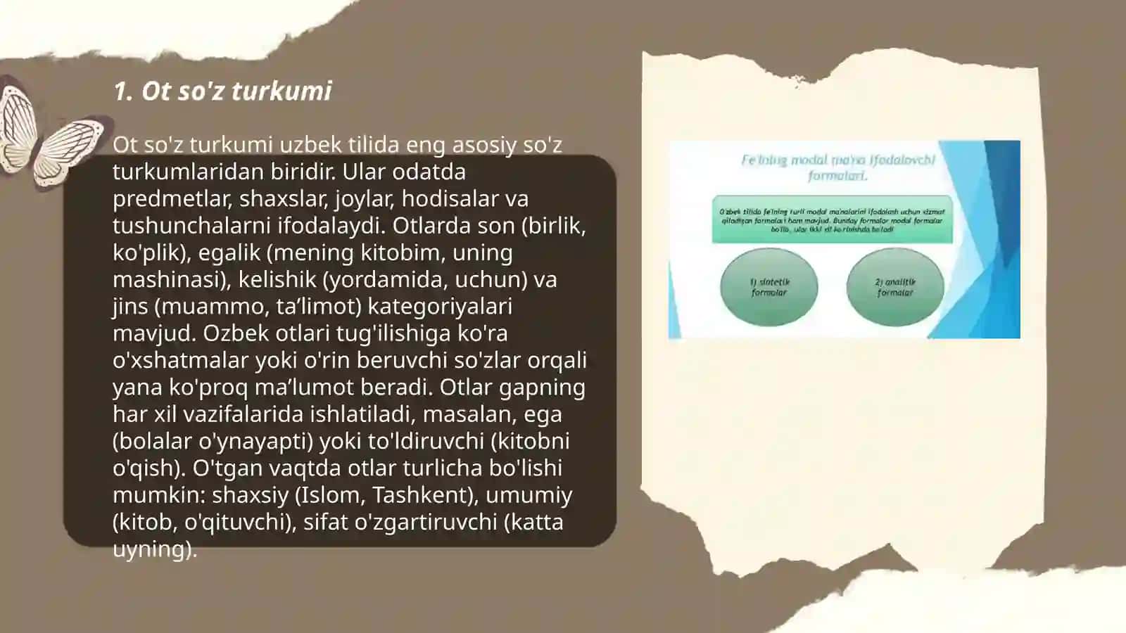 Grammatika. Grammatik ma'no ifodalovchi vositalarni matndan aniqlash 3