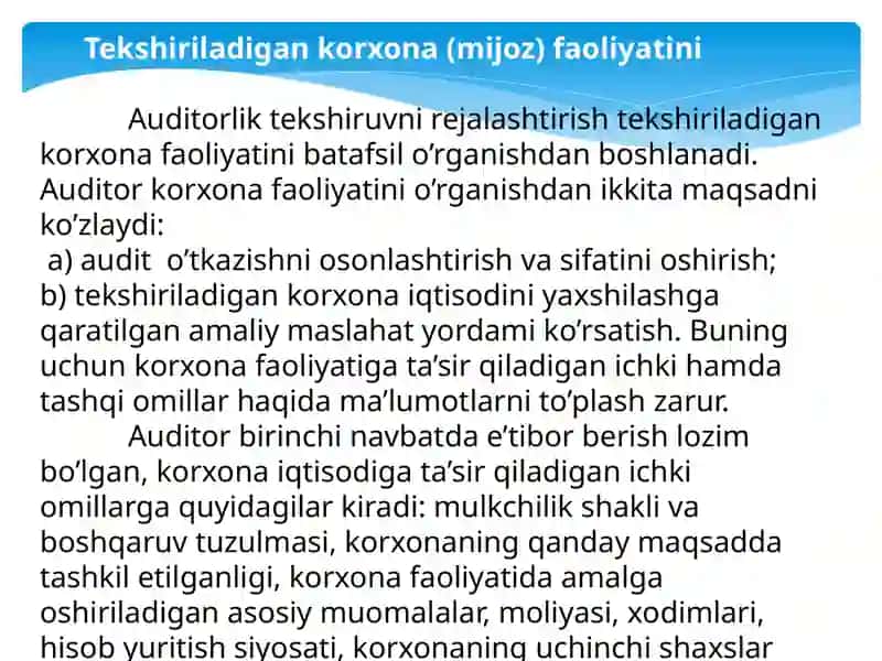 Auditorlik tekshiruvi vaqti dateri o'rganish 3