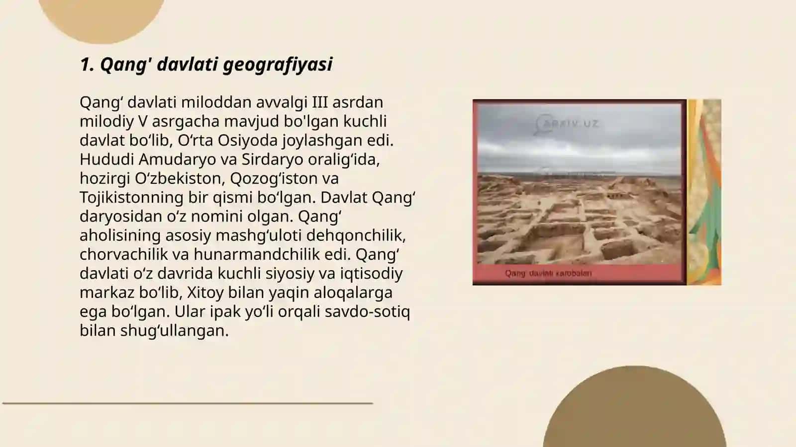 Qang' davlati geografiyasi 3