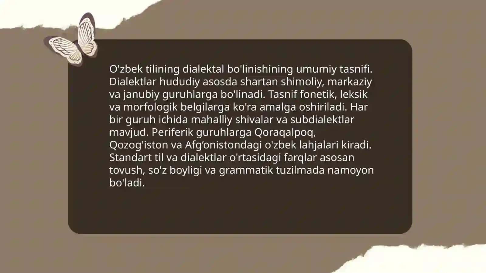 O'zbek tilining dialektal bo'linishi 3