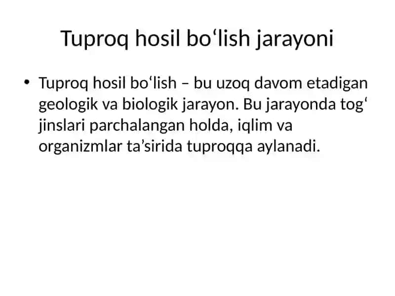 Tuproq hosil qiluvchi omillar 3