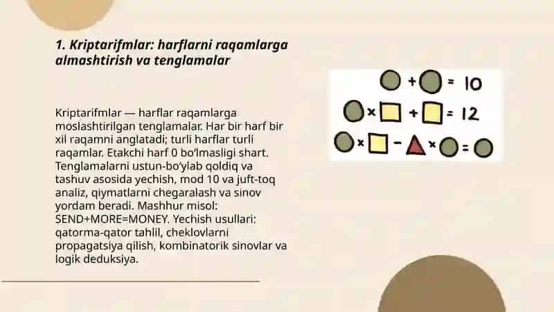 Qiziqarli masalalar va tenglamalar 3