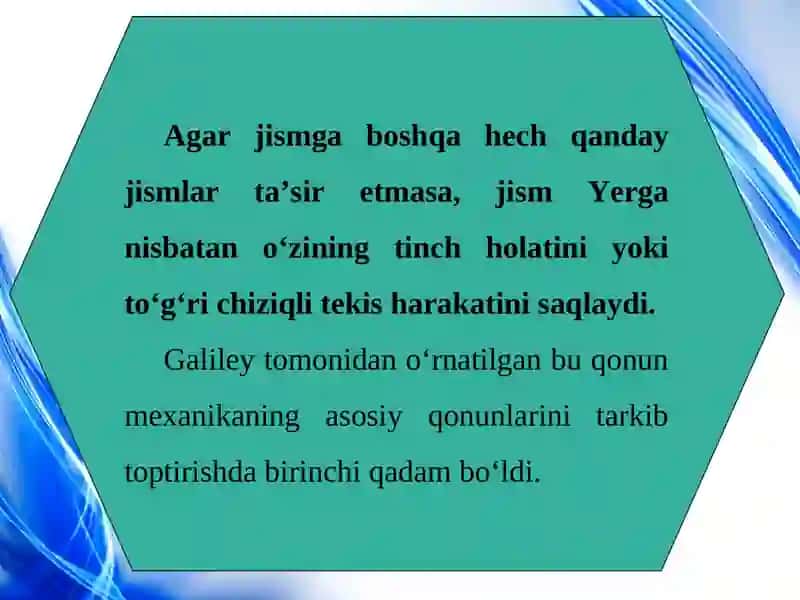 Dinamikaning asosiy qonunlari. 3