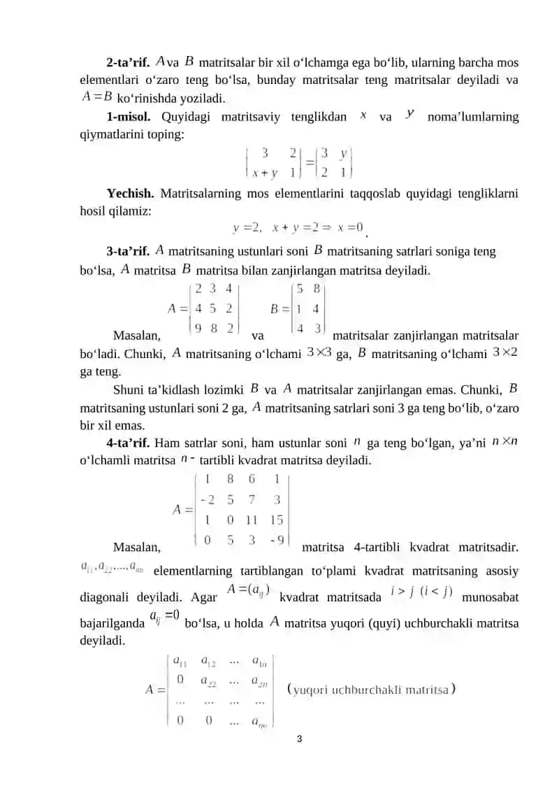 Matritsalar algebrasi 3