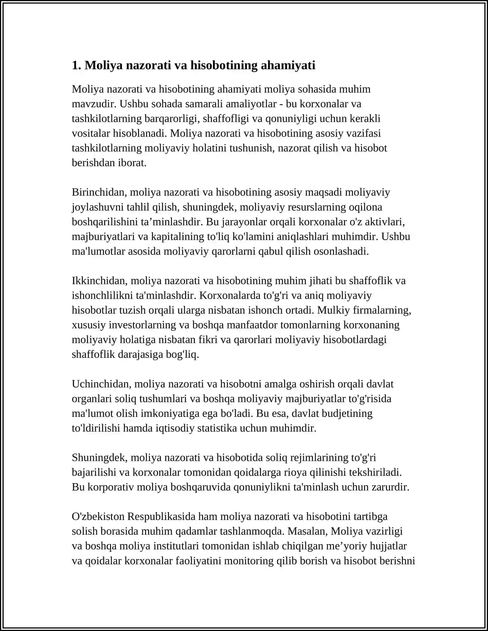 Moliyaviy Hisob, Uning Roli va Vazifalari 3