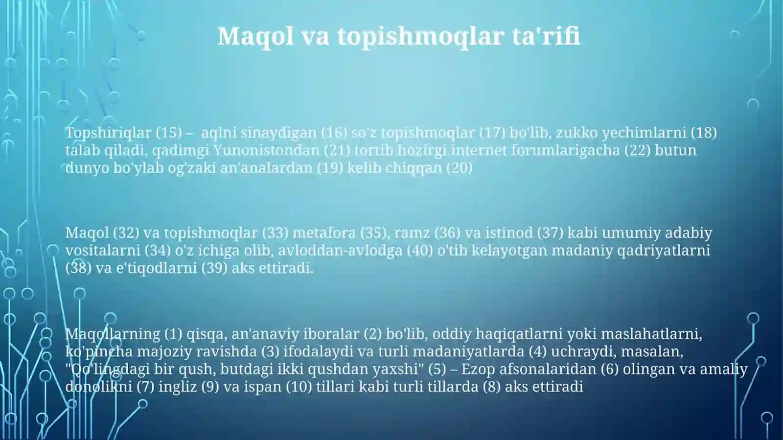 Maqol va topishmoqlar bilan tanishish va uning uslubi 3