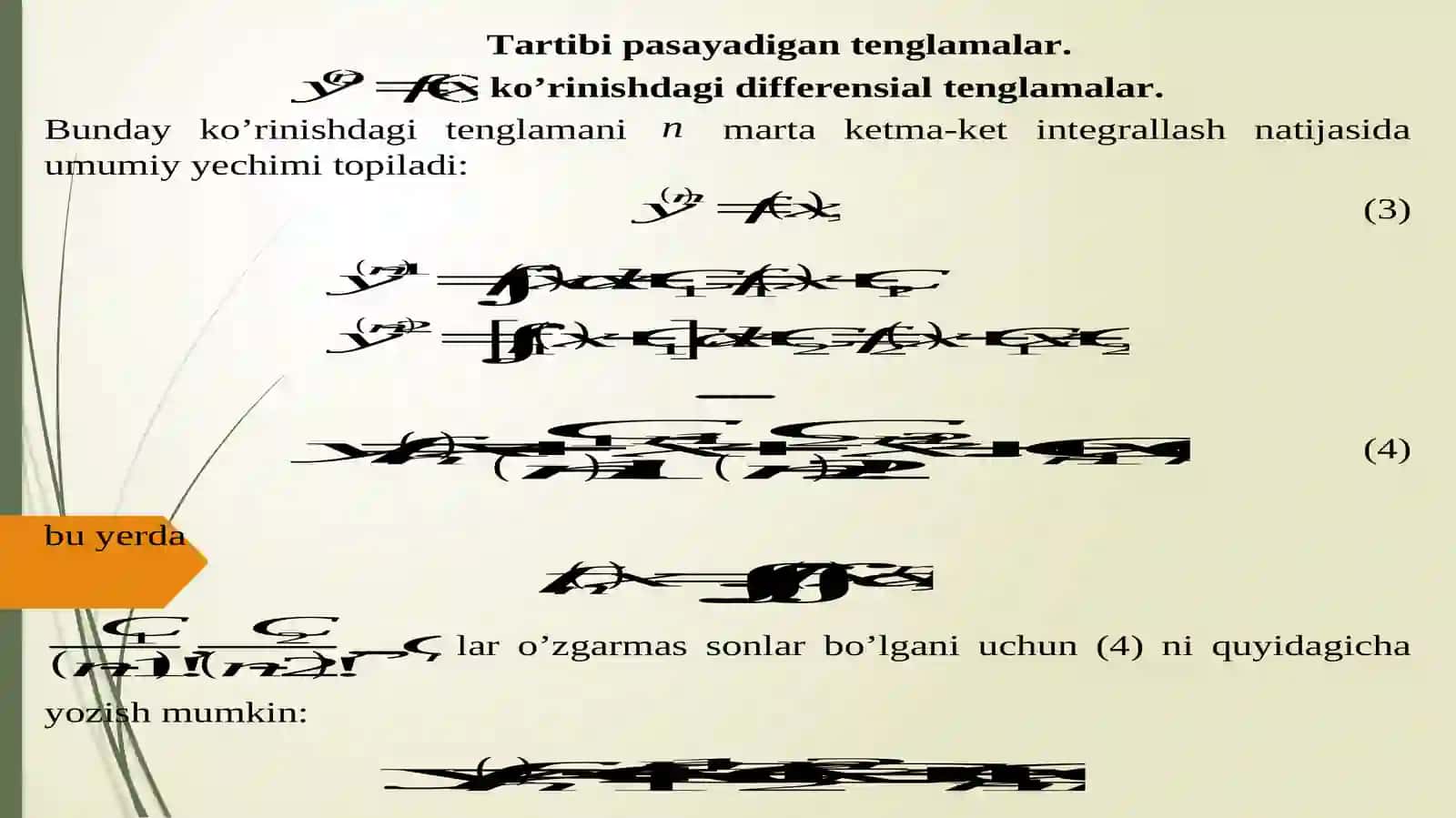 Yuqori tartibli differensial tenglamalar 3