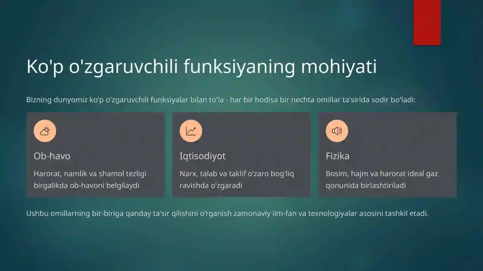 Ko'p o'zgaruvchili funksiyaning xususiy hosilalari 3