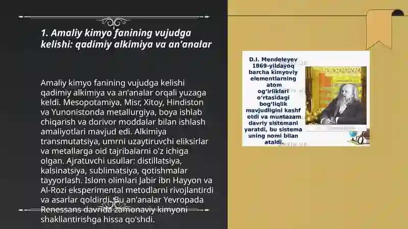 Amaliy kimyo fanining vujudga keliwi va rivoji 3