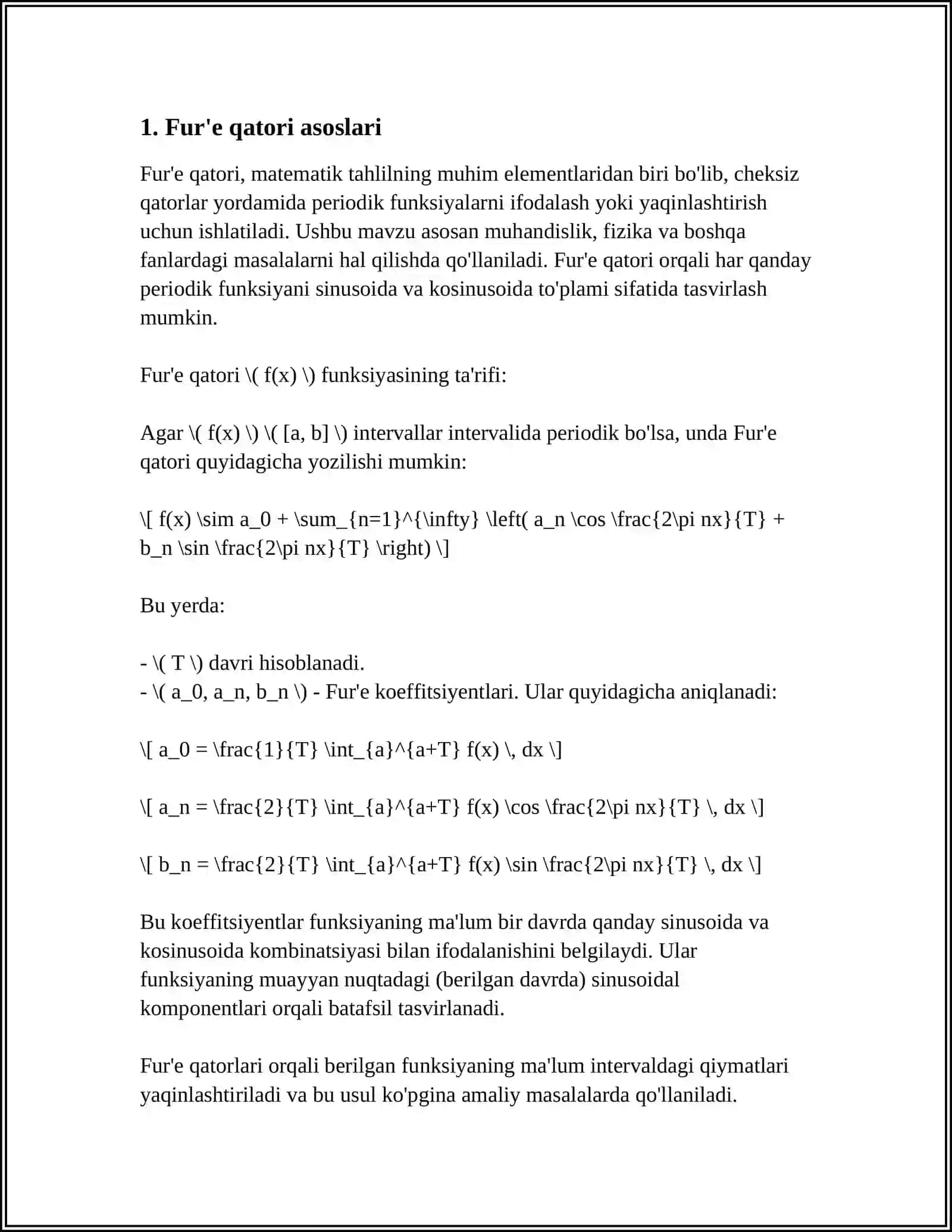 Fur'e qatori referat 3