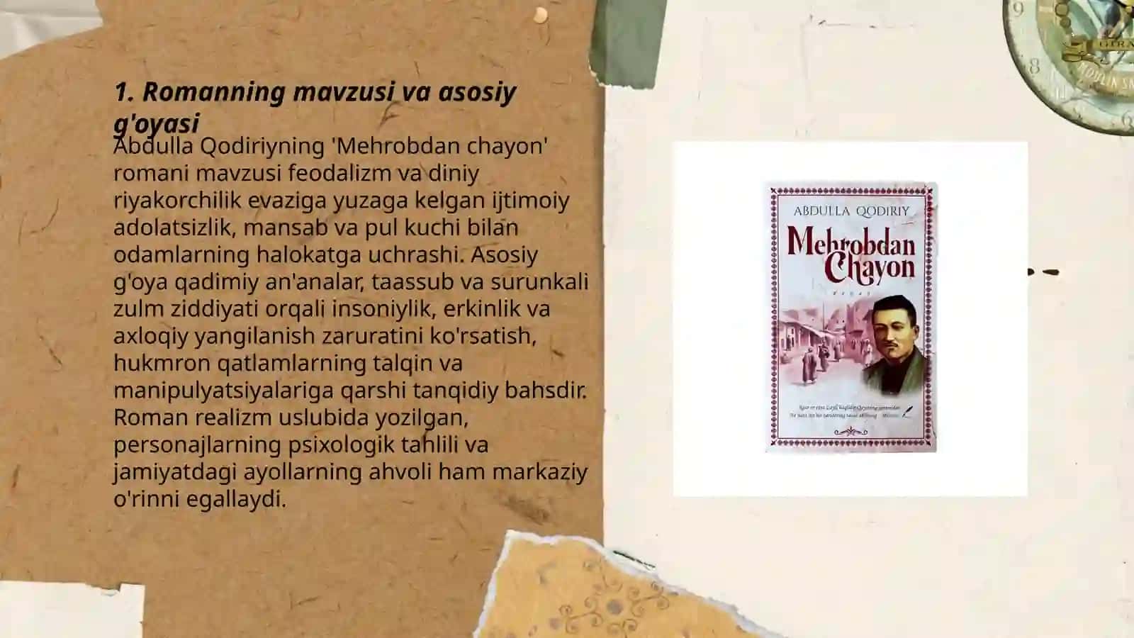 Abdulla Qodiriyning "Mehrobdan chayon" romani 3