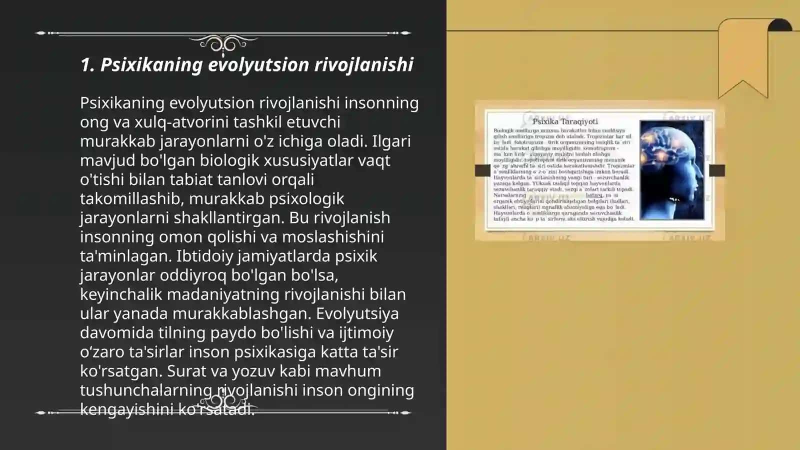 Psixikaning evolyutsiyasi va vujudga kelishi 3
