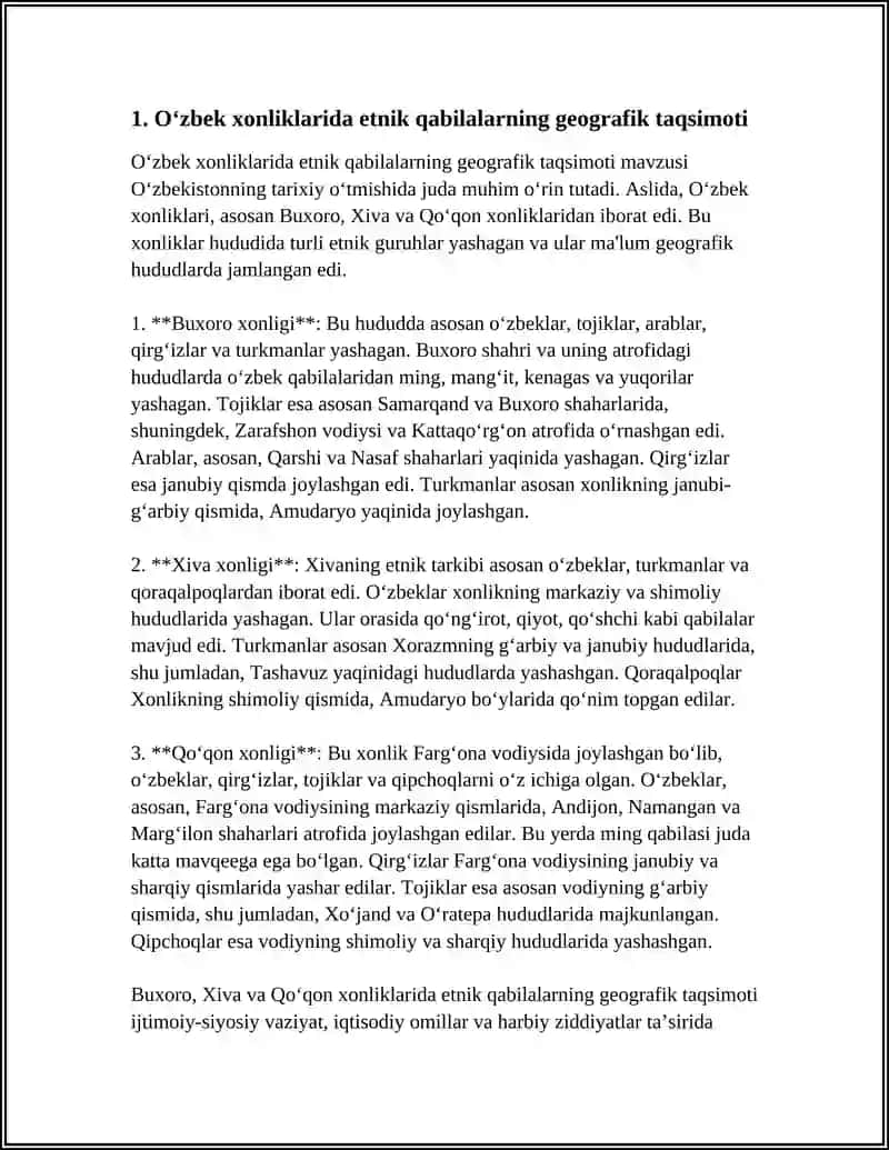 Oʻzbek xonliklarida etnik qabilalarining joylashuvi 3