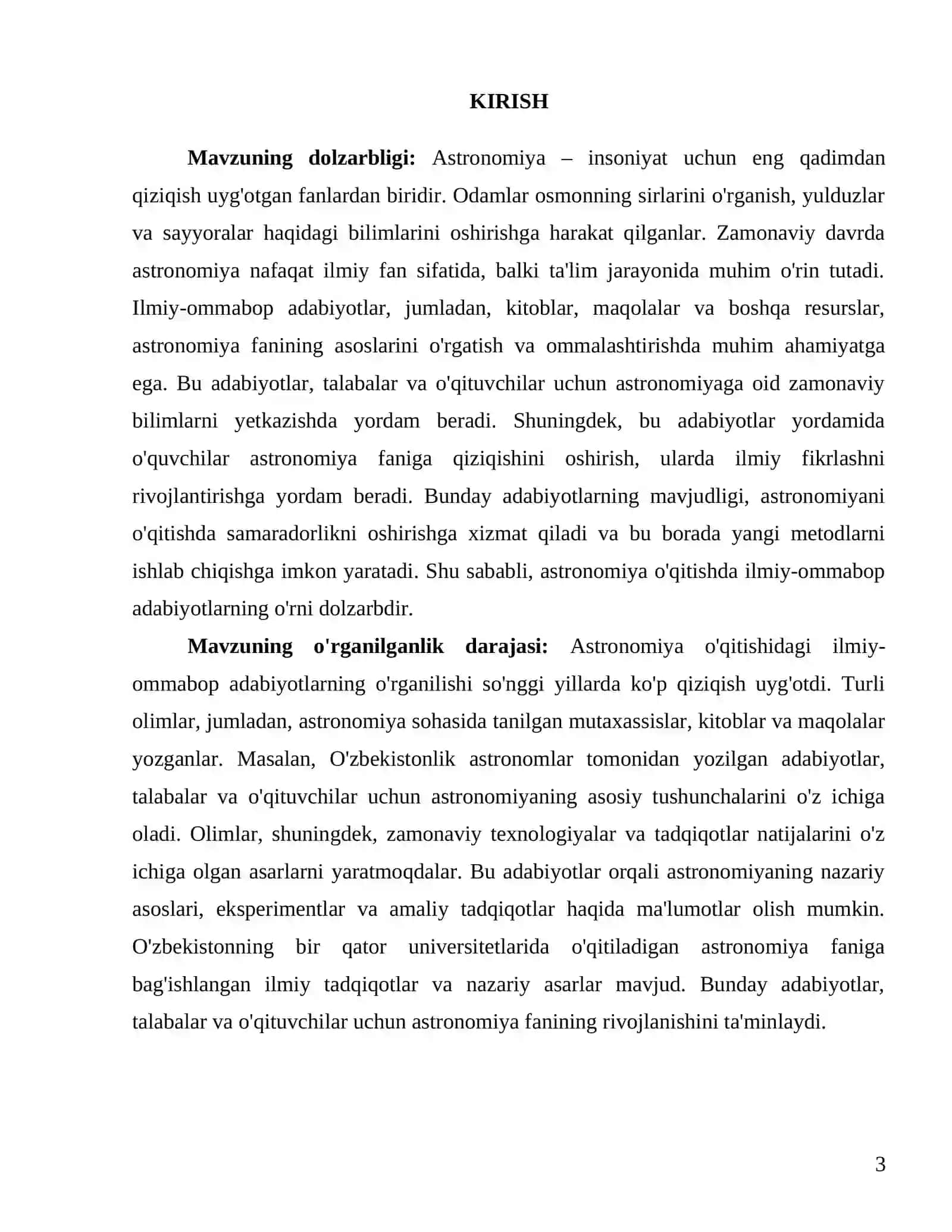 Astronomiya fanidan kurs ishi 3