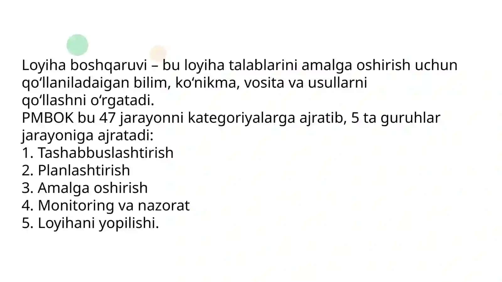 Loyiha integratsiyasini boshqarish 3