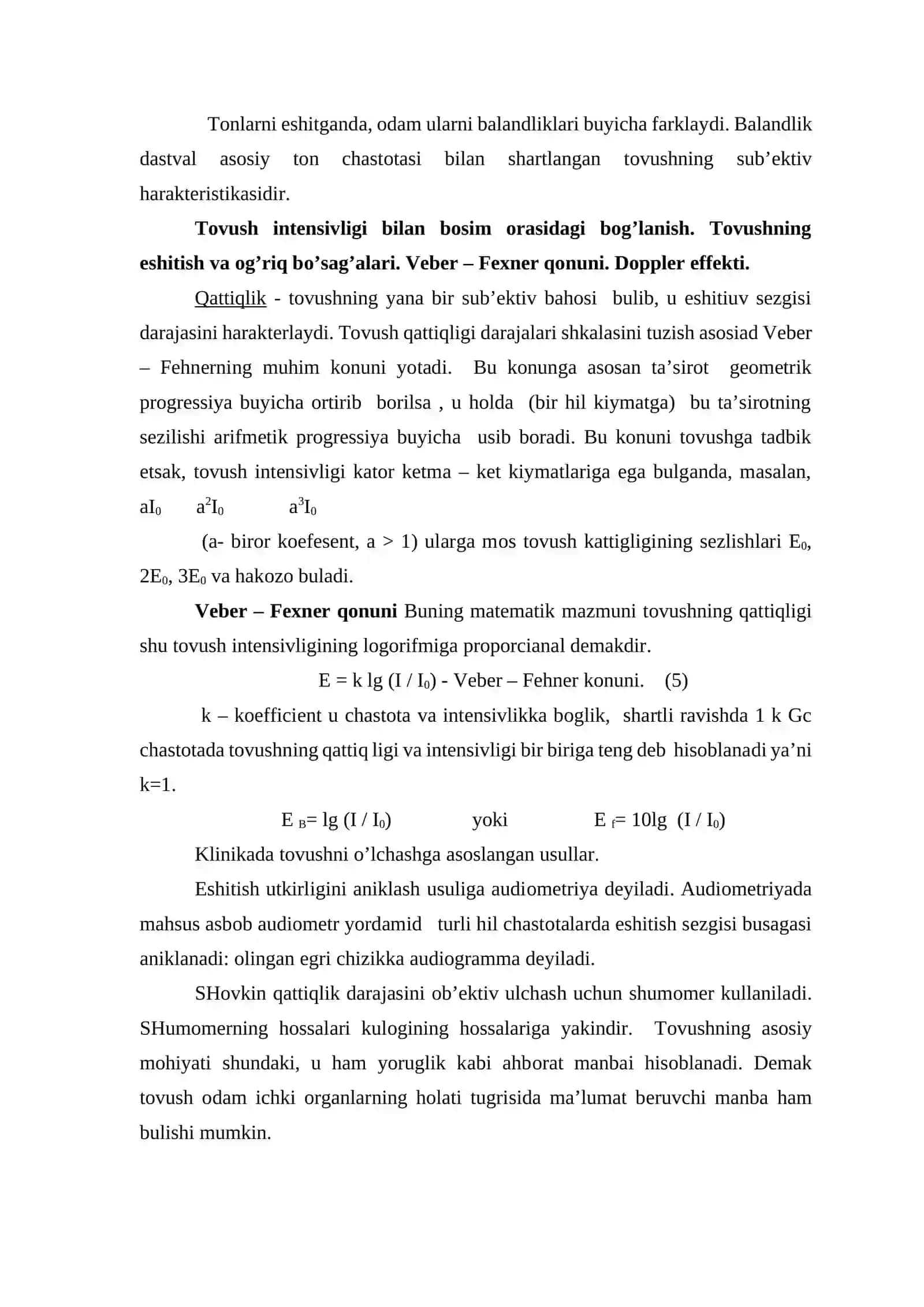Bioakustika va gidrodinamikaning biofizik asoslari 3
