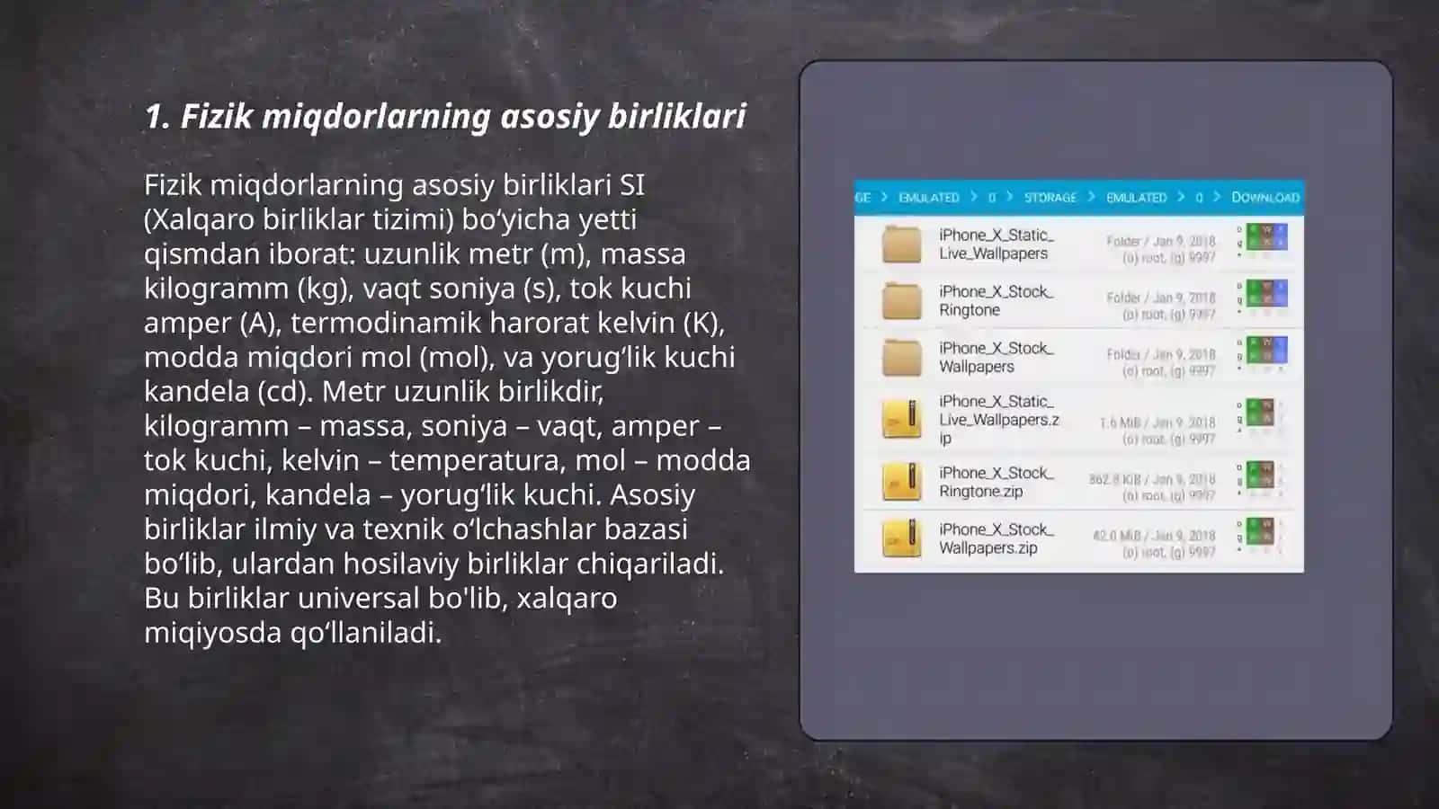 Fizik miqdorlarning asosiy birliklari 3