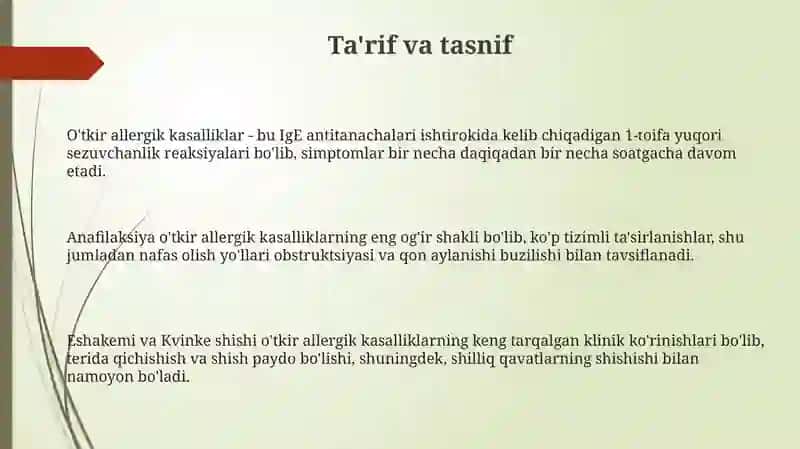 O'tkir Allergik kasalliklar 3