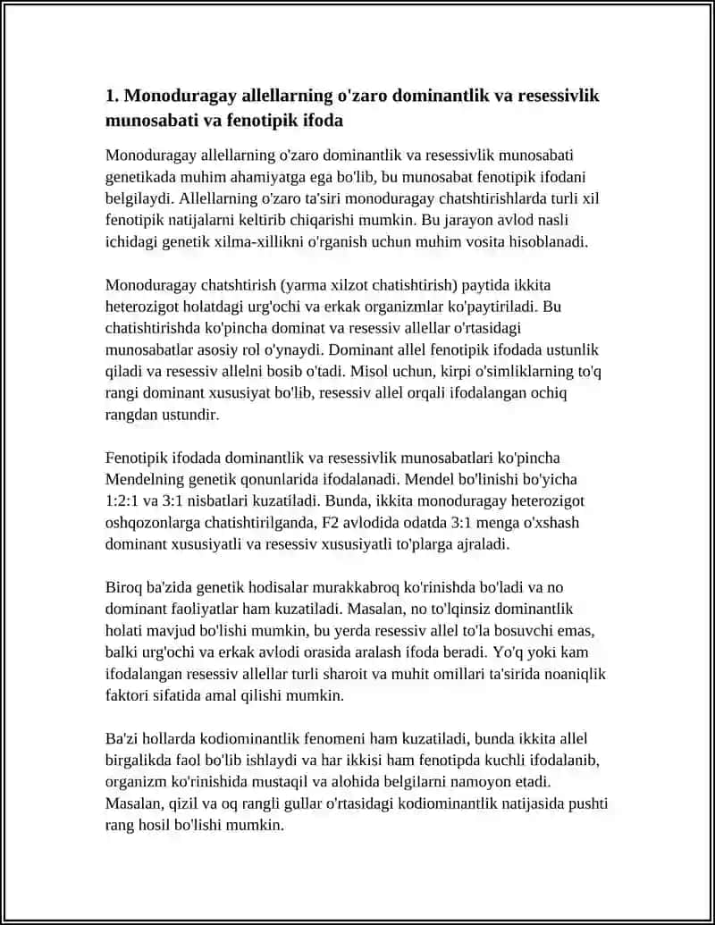 MONODURAGAY CHATISHTIRISH ALLEL GENLARNING ÕZARO TASIRI 3