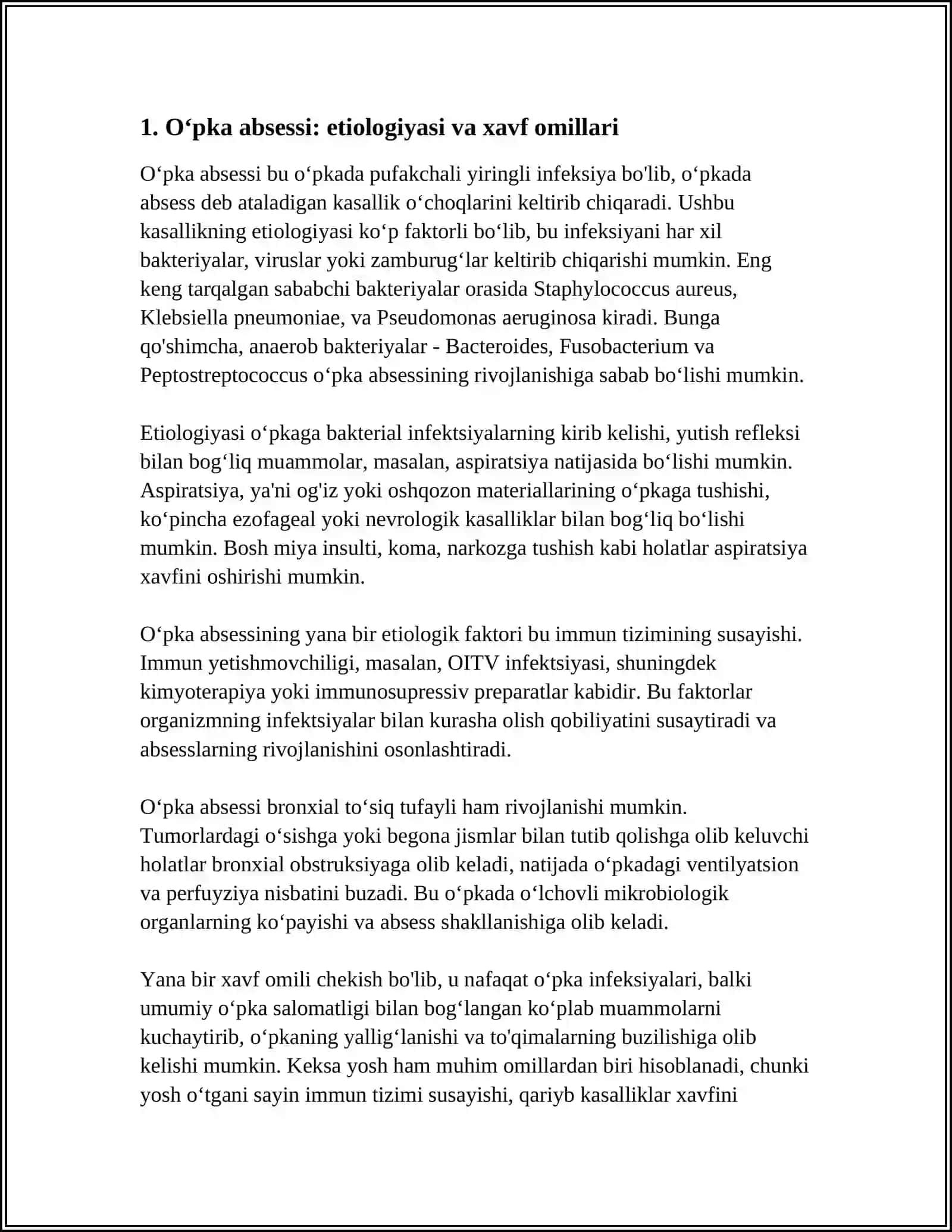 OʻPKADA BO'SHLIQ SINDROMI (O'PKA ABSSESI VA BRONXOEKTAZA KASALLIGI) 3