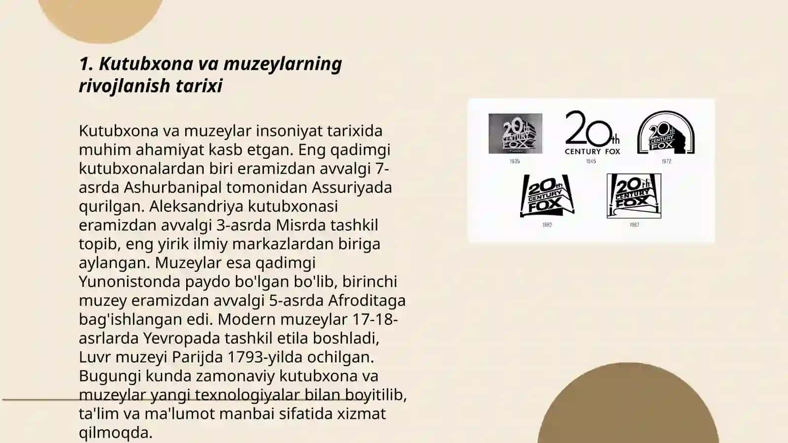 Kutubxona va muzeylar rivojlanishi 3