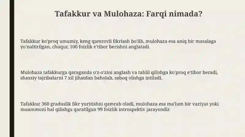 Tafakkur va Mulohaza: Farqi nimada? 3