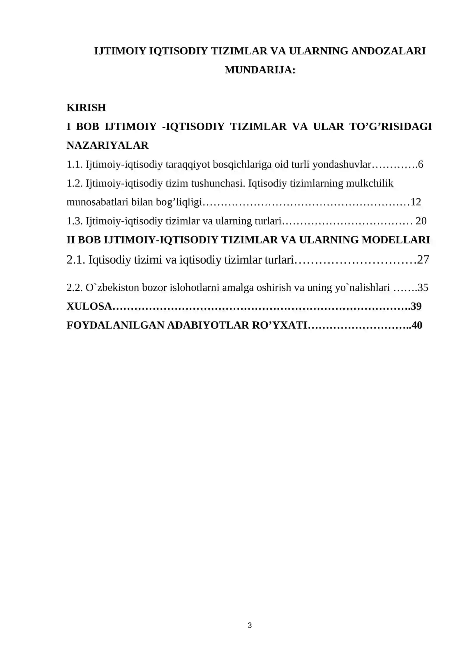 IJTIMOIY IQTISODIY TIZIMLAR VA ULARNING ANDOZALARI 3