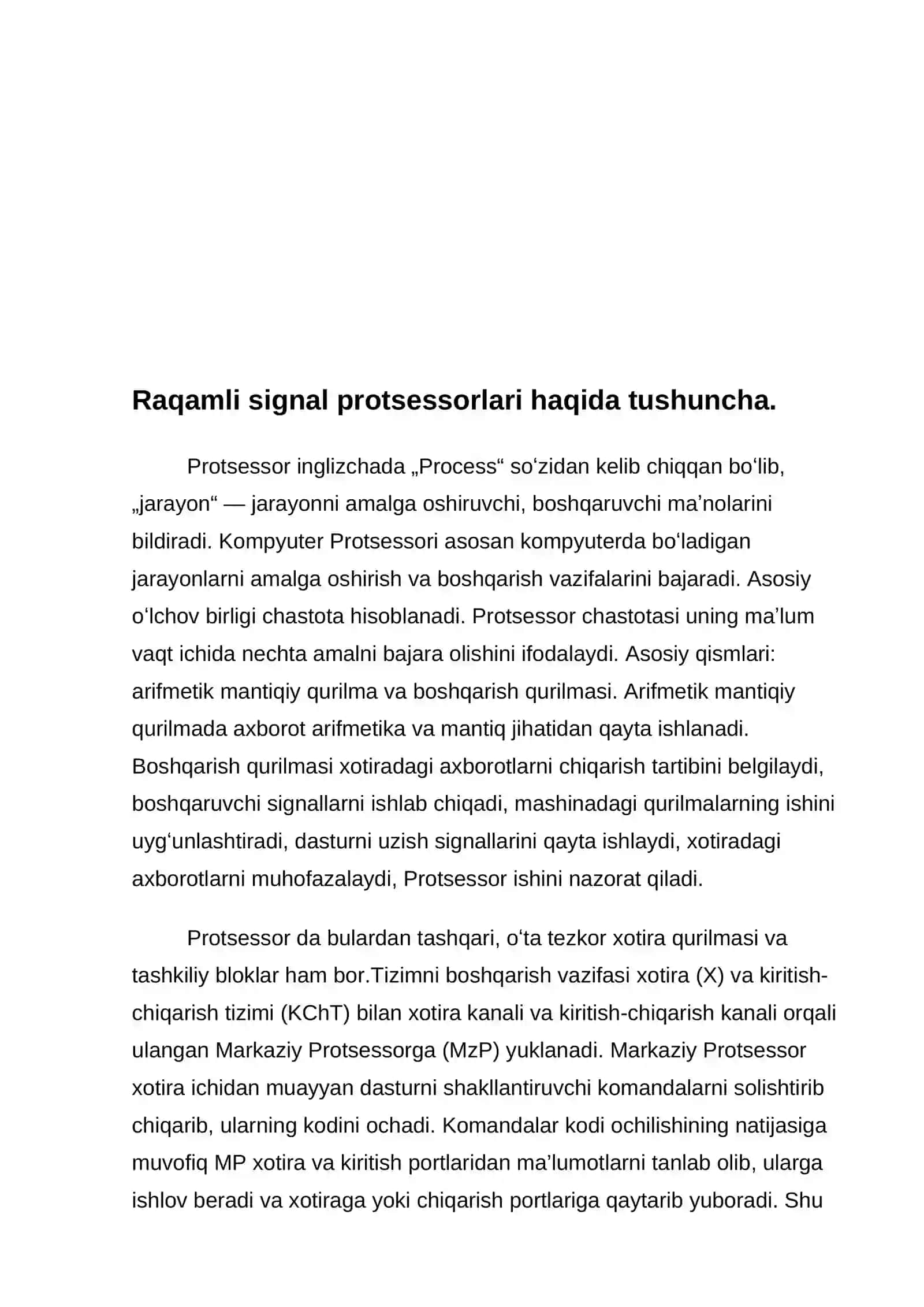 Zamonaviy signal protsessorlari arxitekturalarini o’rganish 3
