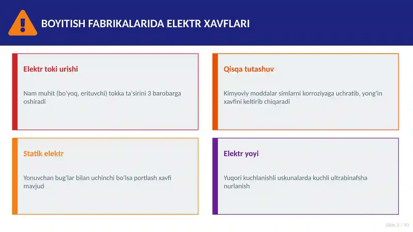 BOYITISH FABRIKALARIDA ELEKTR XAVFSIZLIGI 3