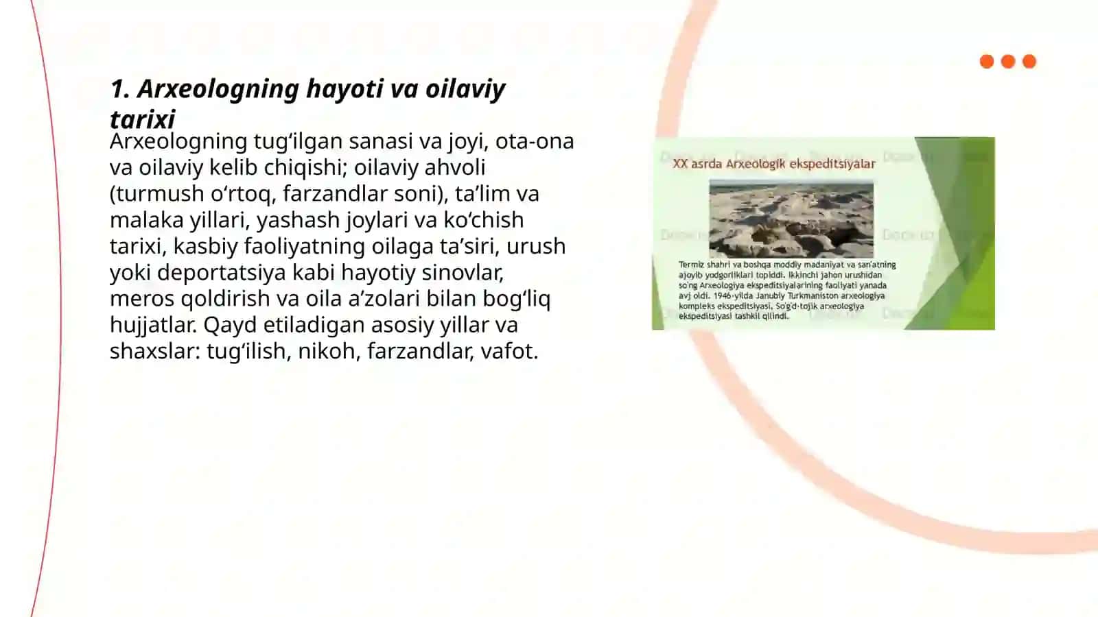 O'rta Osiyolik mashhur arxeologlar haqida biografik ma'lumotlar to'plash 3