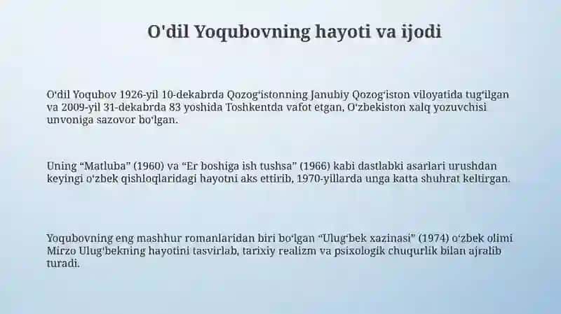 Odil Yoqubovning Yaxshilik hikoyasi 3