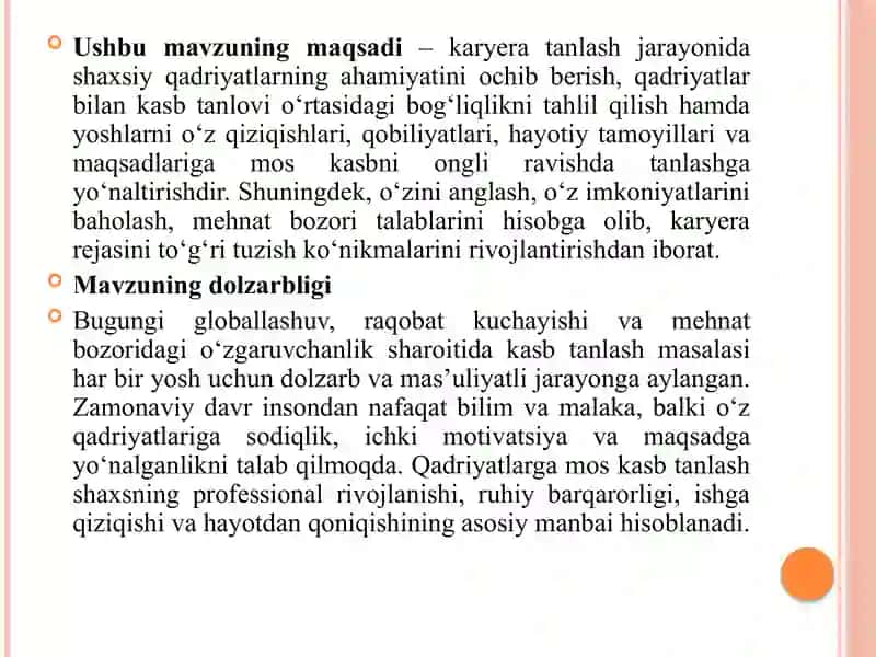 Karyera tanlashda shaxsiy qadriyatlar va kasbiy yo‘nalish mosligi 3