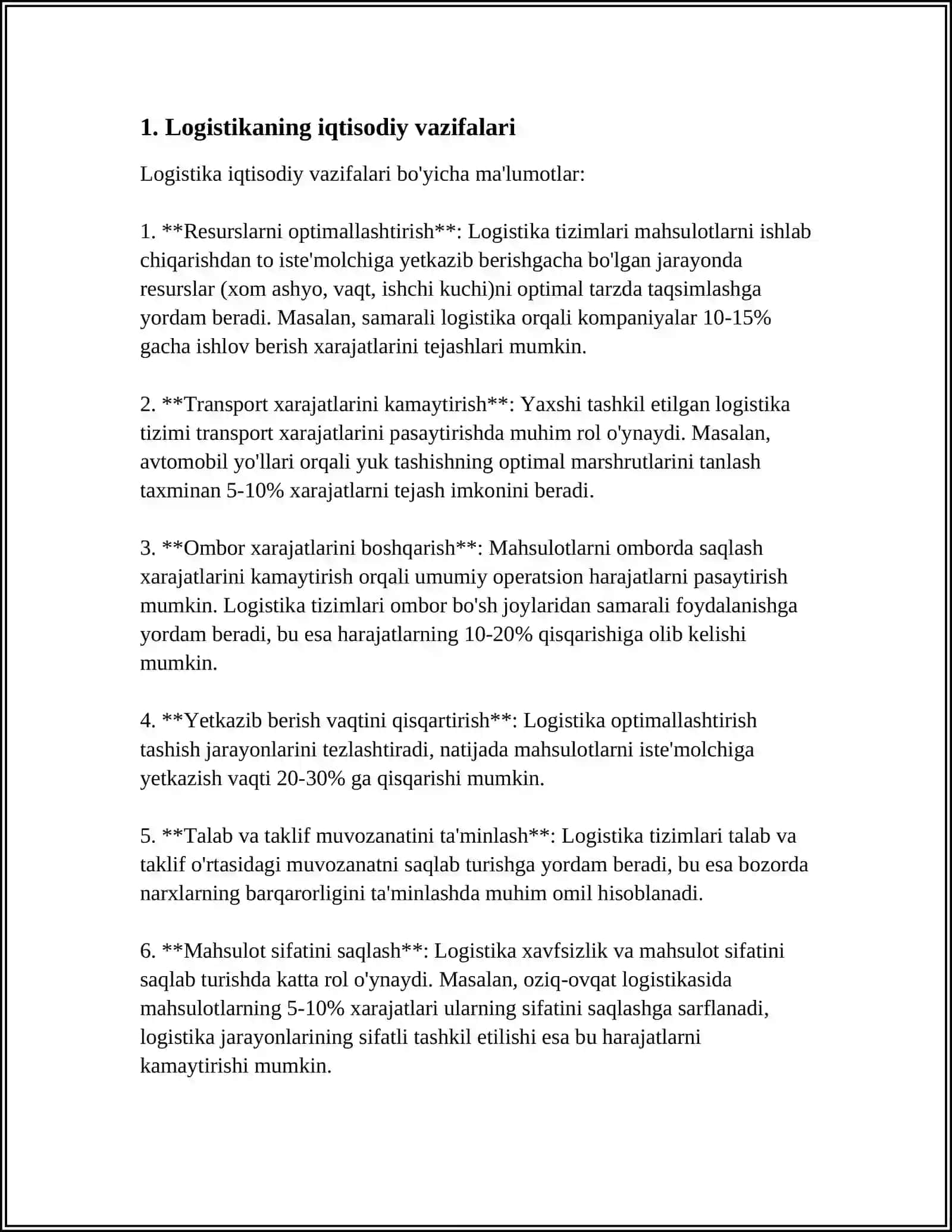 LOGISTIKANING IQTISODIY ASOSLARI 3