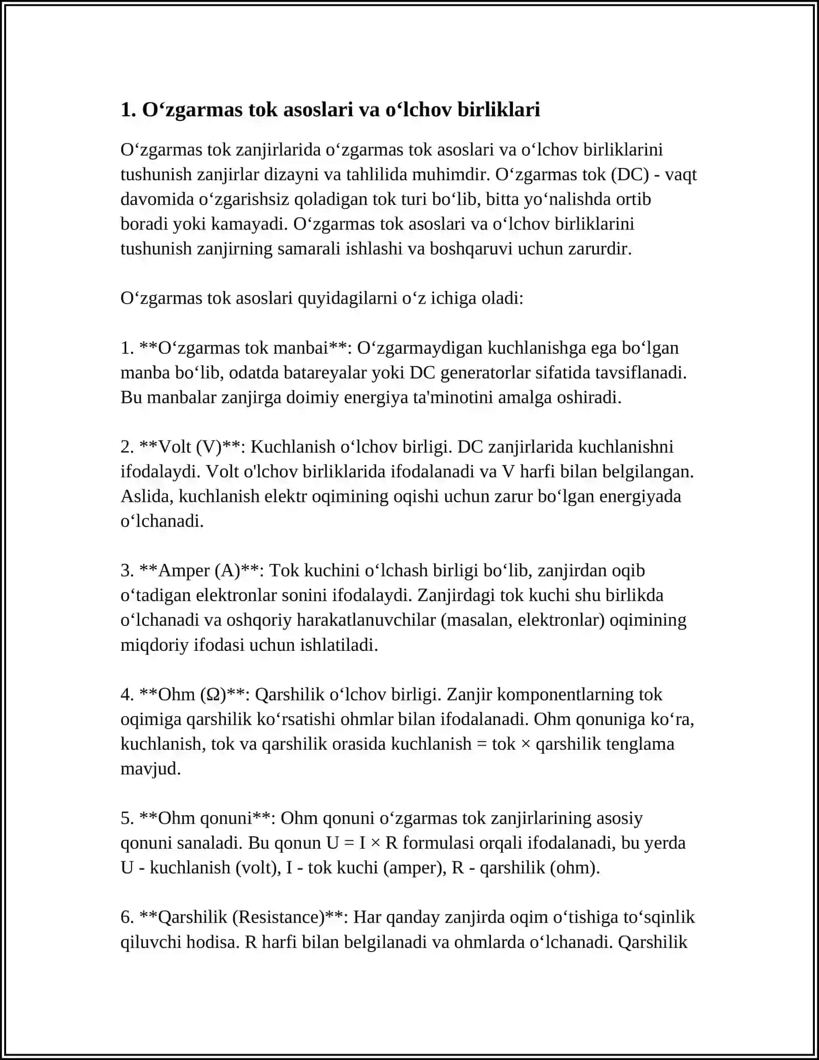 OʻZGARMAS TOK ZANJIRLARINI HISOBLASH 3