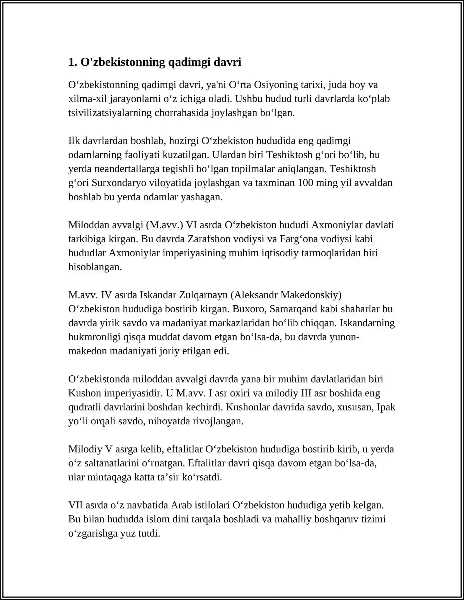 O'ZBEKISTON TARIXINI DAVRLASHTIRISH MASALALARI 3