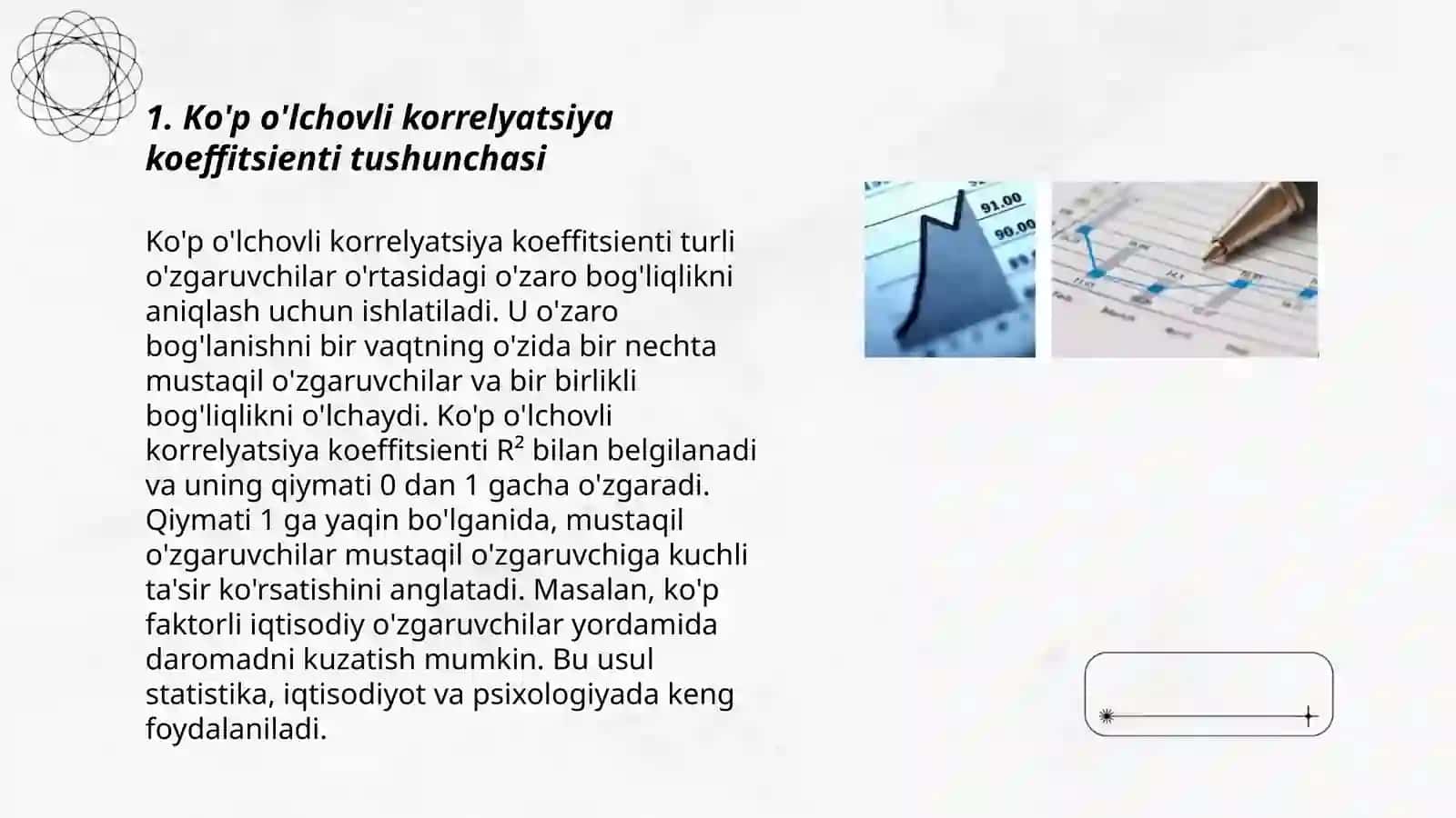 Ko'p o'lchovli korrelyatsiya va determinatsiya ko'rsatkichlari 3