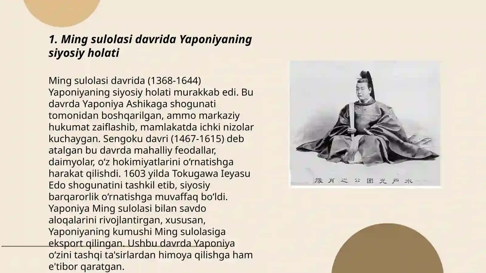 Tokugava syogunligining vujudga kelishi 3