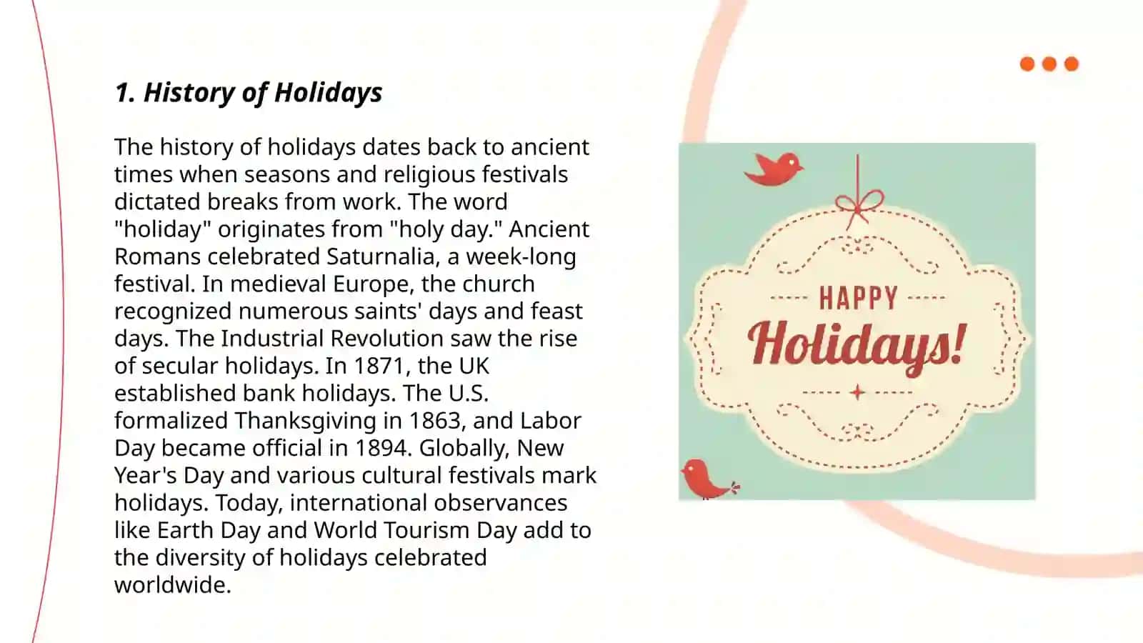History of Holidays 3