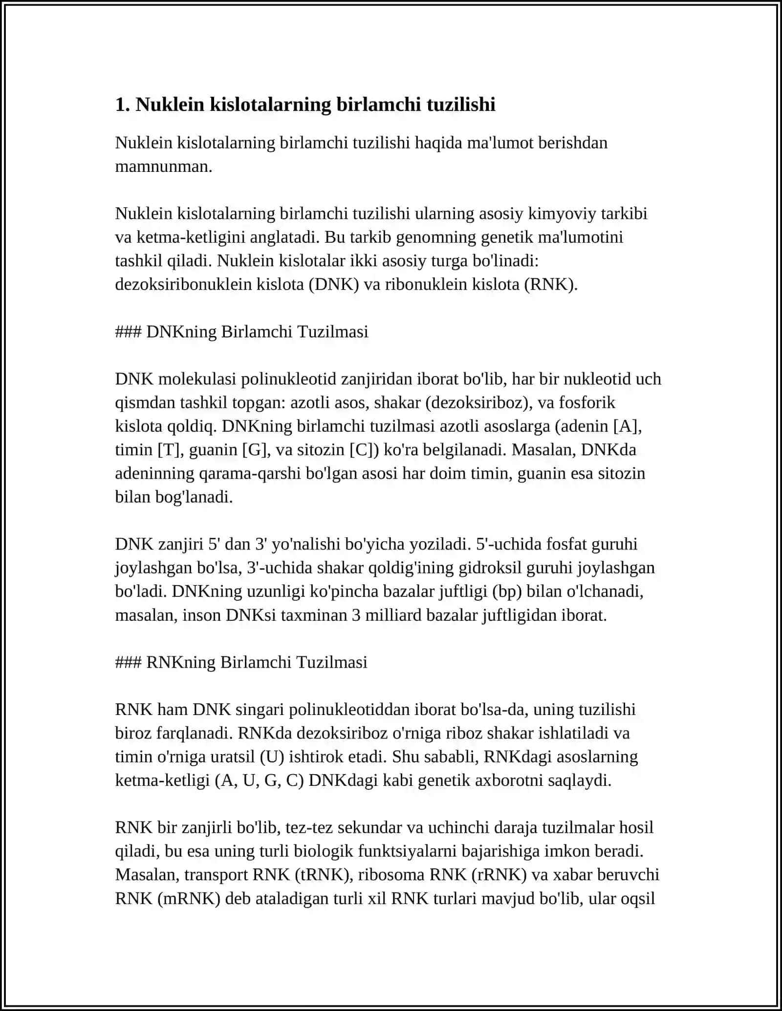 Nuklein kislotalarning birlamchi tuzilishi 3