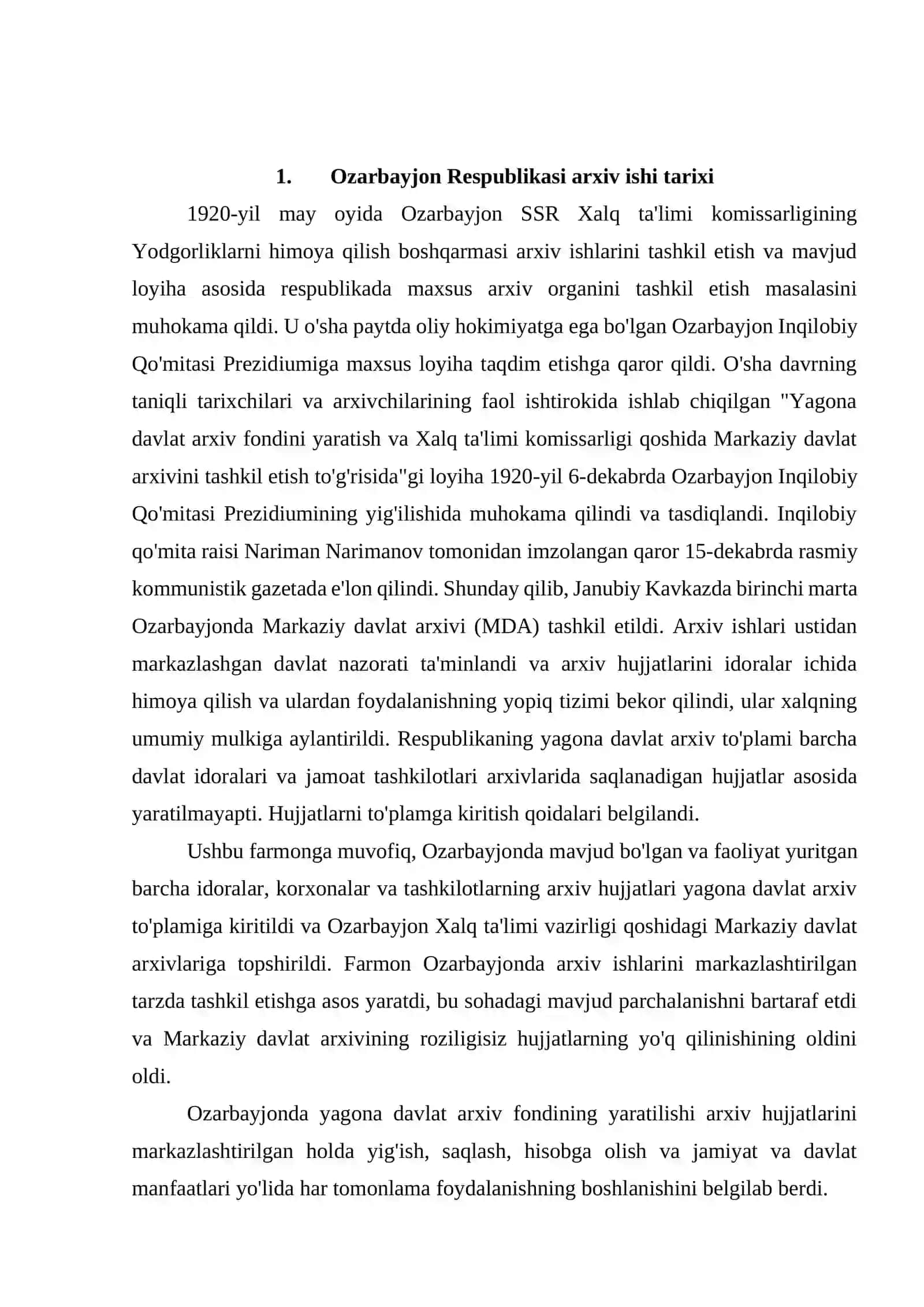 Ozarbayjon Arxiv ishi tarixi 3