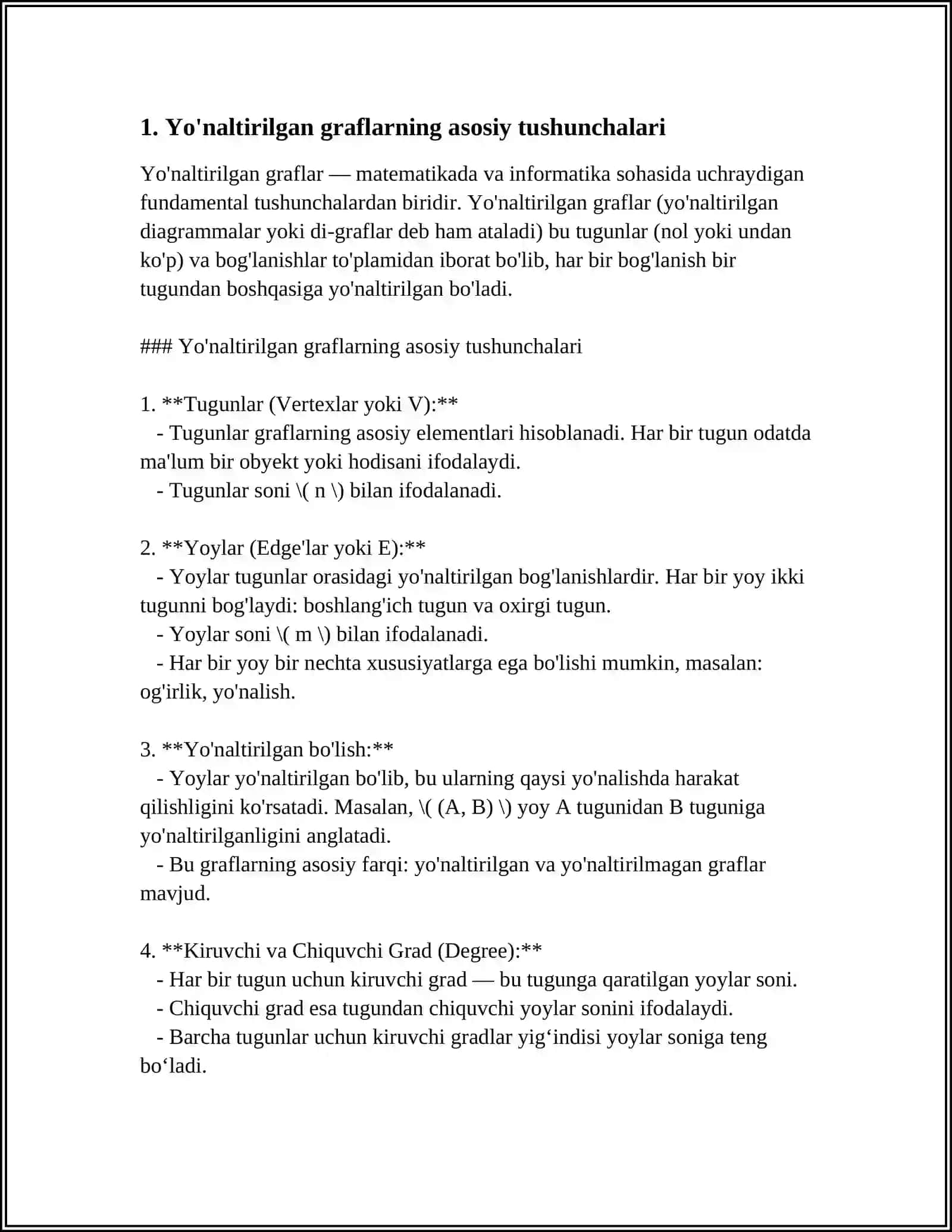 YO'NALTIRILGAN VA YO'NALTIRILMAGAN GRAFLAR 3